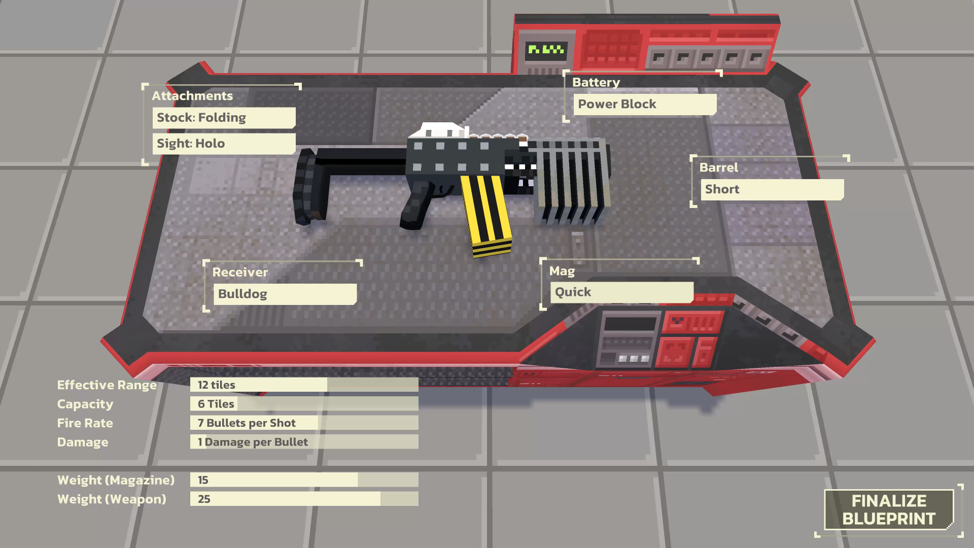 Mars Tactics gunsmith showing weapon customization and equipment management